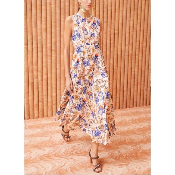 NWT Ulla Johnson Midi Cotton Floral Sleeveless Kaiya Dress - Picture 4 of 7